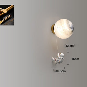 Space Astronaut Children's Room Bedside Cartoon Background Wall Bedroom Wall Lamp