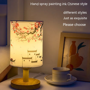 Cozy Table Lamp Bedroom Bedside Chinese Style Literary Decoration B & B Led Night Simple