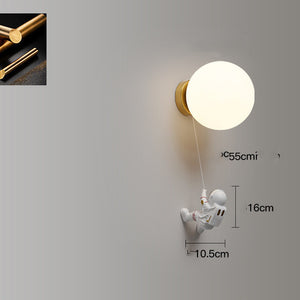 Space Astronaut Children's Room Bedside Cartoon Background Wall Bedroom Wall Lamp