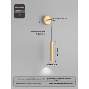 Wood Grain Bedside Wall Lamp Creative Bedroom Light