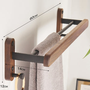 Solid Wood Towel Rack Perforation-free Bathroom Shelving