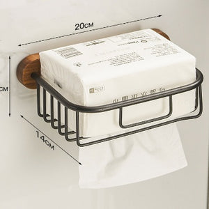 Solid Wood Towel Rack Perforation-free Bathroom Shelving