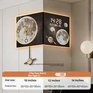 Corner Wall Clock Living Room Digital Display Wall-mounted Atmosphere